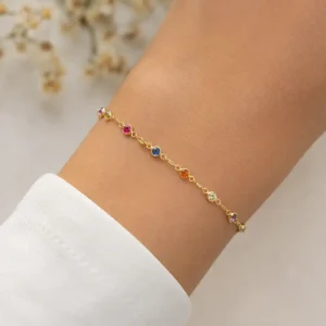 Pulseira de Ouro 18k com Zircônias Coloridas
