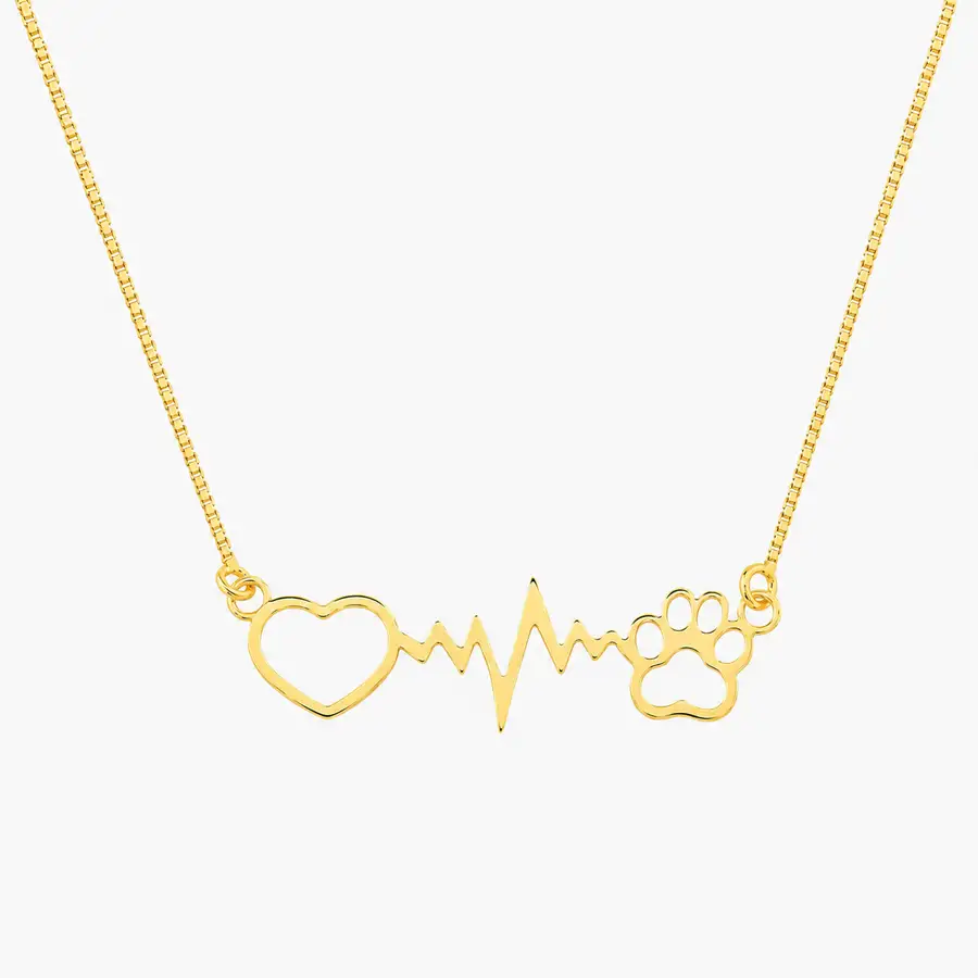 Corrente de Ouro 18k Veneziana com 45cm Coração e Patinha - Imagem 6