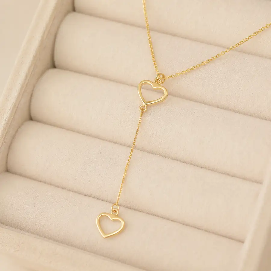 Corrente de Ouro 18k Veneziana com Pingente de Coração Vazado - Imagem 5