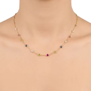 Corrente de Ouro 18k Cartie de 45cm com Zircônias Coloridas