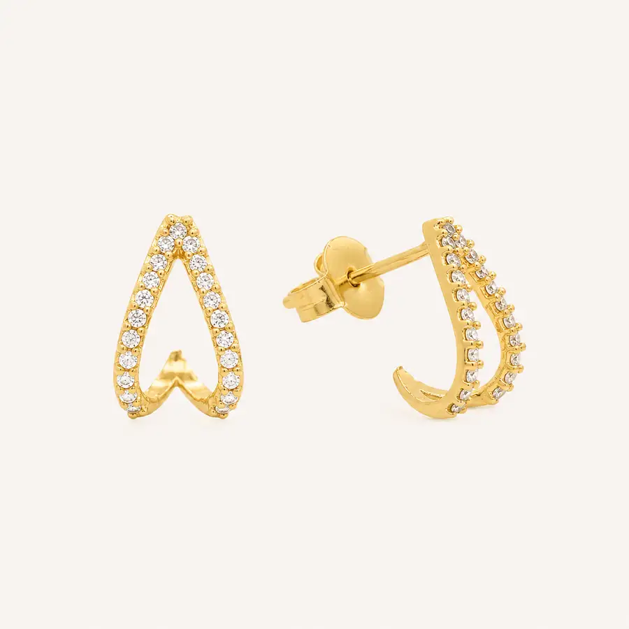 Brinco de Ouro 18k Pop com Zircônias