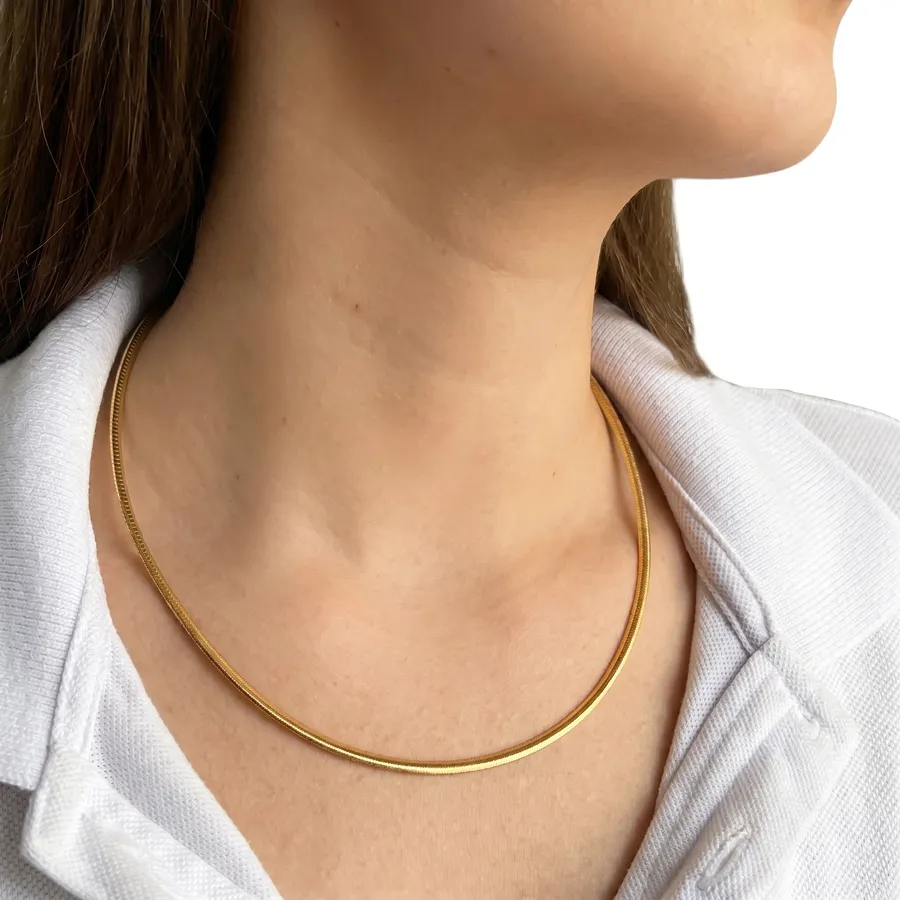 Gargantilha de Ouro 18k Ômega Bicolor de 2,6mm Com 45cm