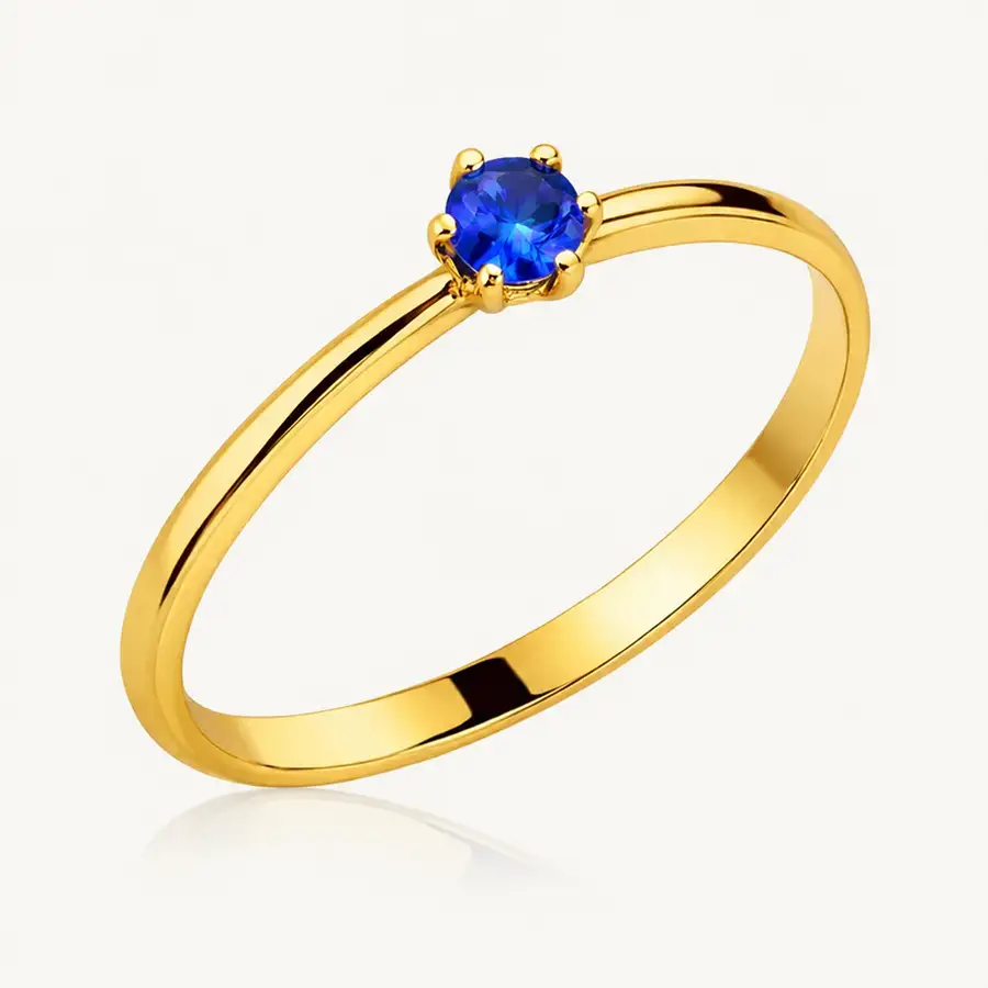 Anel de Ouro 18k com Zircônia Azul - Imagem 2
