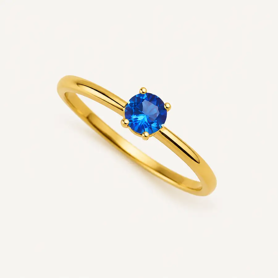 Anel de Ouro 18k com Zircônia Azul - Imagem 4