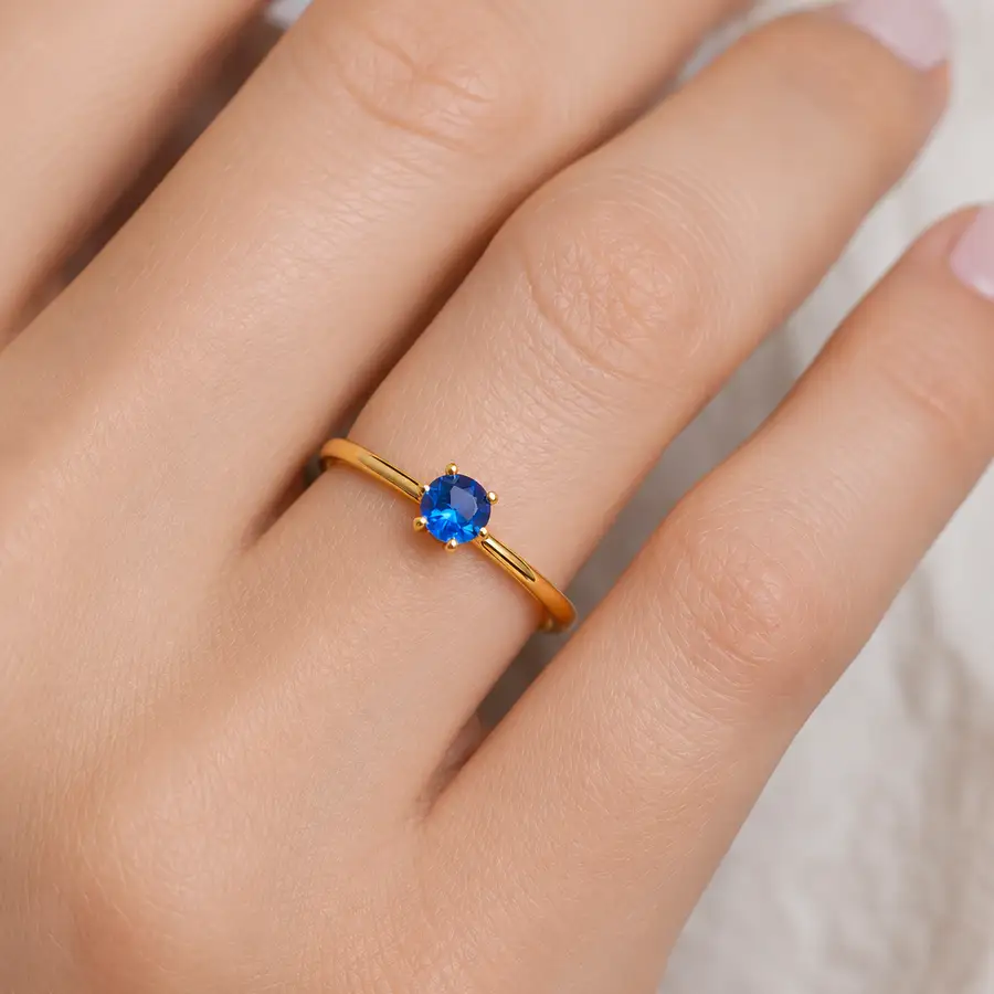 Anel de Ouro 18k com Zircônia Azul - Imagem 5