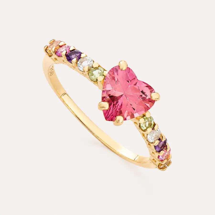 Anel de ouro 18k Coração Harmonia com Zircônias