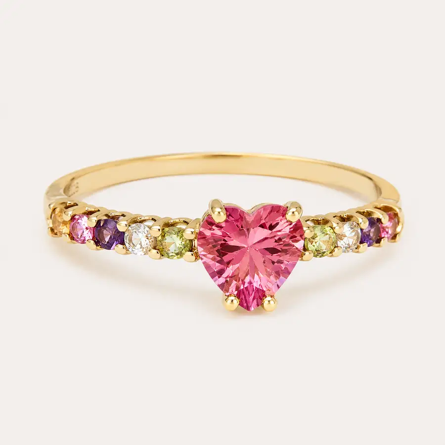 Anel de ouro 18k Coração Harmonia com Zircônias - Imagem 3