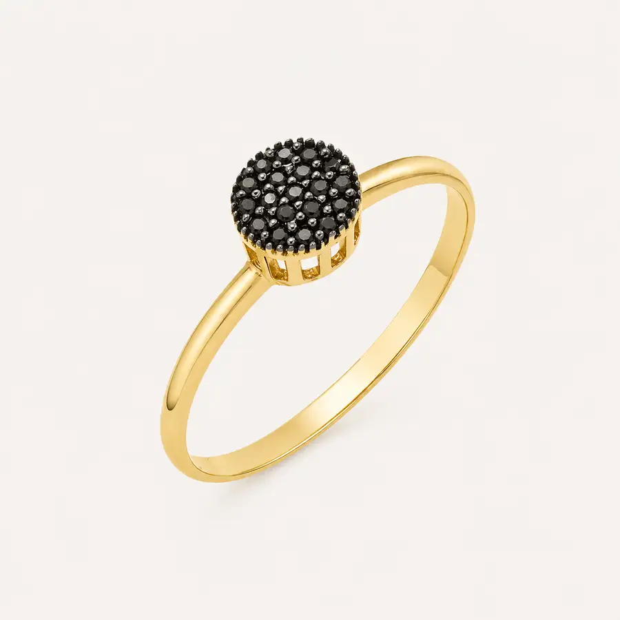 Anel de Ouro 18k Pavê com Zircônias Negras - Imagem 4