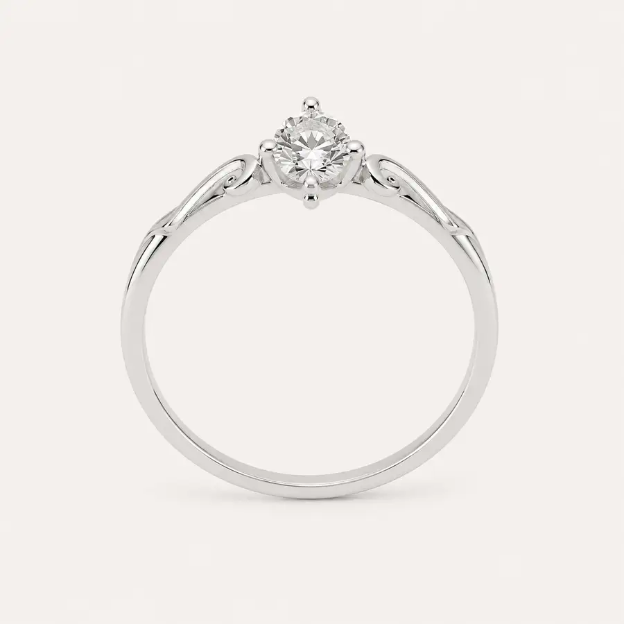Anel de Ouro Branco 18k Solitário com Diamante de 15 Pontos - Imagem 3