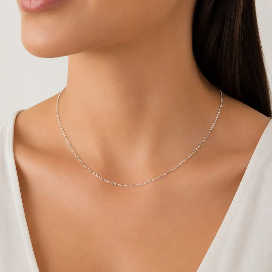 Corrente de Ouro Branco 18k Elo Português de 1mm Com 40cm - Imagem 2