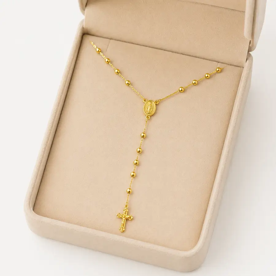Corrente Rosário de Ouro 18k De 3,0mm com 60cm - Imagem 3