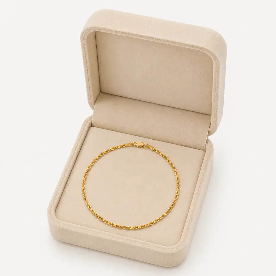 Pulseira de Ouro 18k Corda de 2,1mm com 19cm - Imagem 3