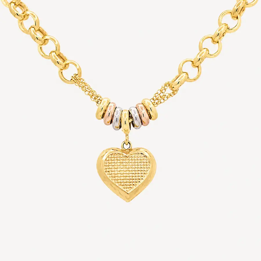 Pulseira de Ouro 18k Elo Português e Coração com 19cm - Imagem 3