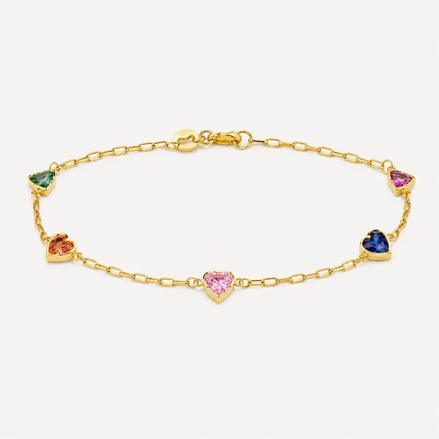 Pulseira de Ouro 18k Love Arco - Iris de 0,7mm com 19 cm