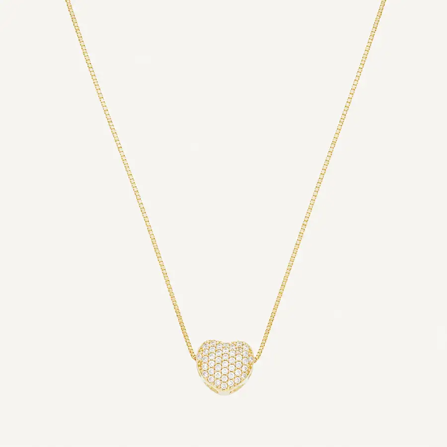Pingente de Ouro 18k Coração de 8,0mm com Zircônias Branca - Imagem 2