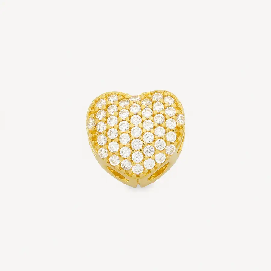 Pingente de Ouro 18k Coração de 8,0mm com Zircônias Branca - Imagem 4