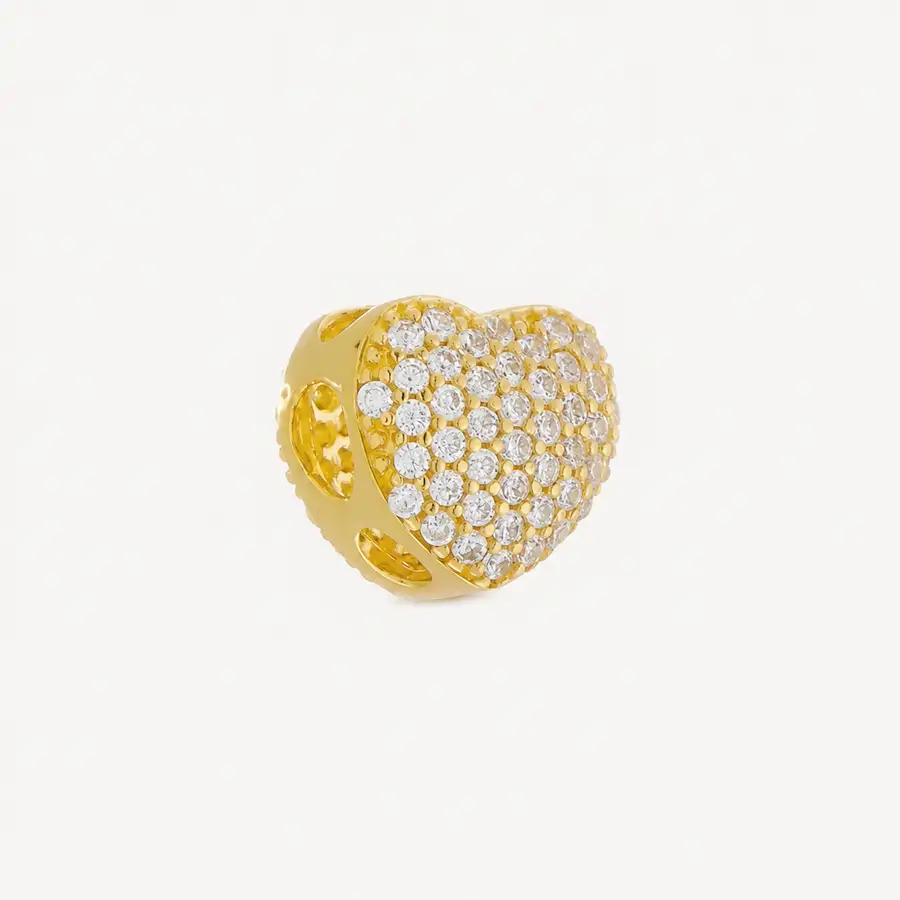 Pingente de Ouro 18k Coração de 8,0mm com Zircônias Branca - Imagem 5