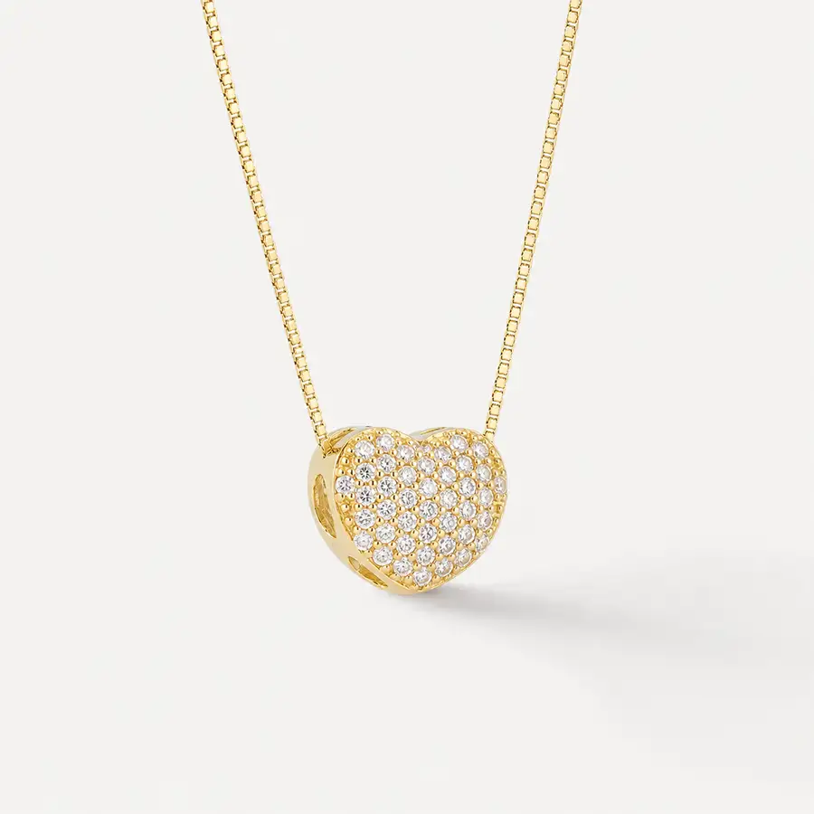 Pingente de Ouro 18k Coração de 8,0mm com Zircônias Branca